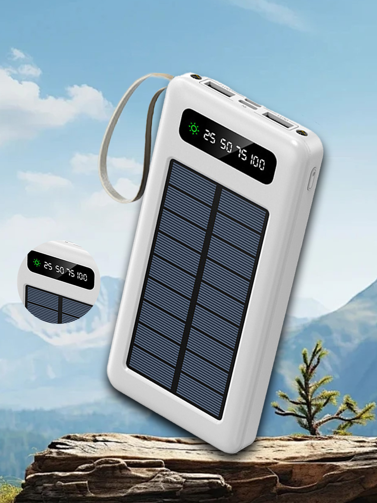 【Ozon5店】太阳能移动电源-白色